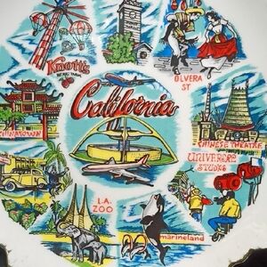 Vintage California Attractions Wall Hanging/Collectors Plate Souvenir 7"